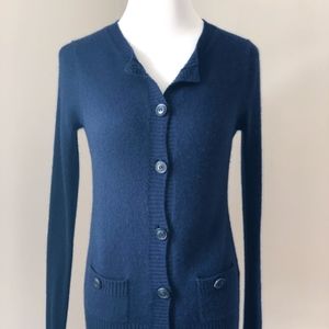 J CREW 100% cashmere cardigan xs in navy
